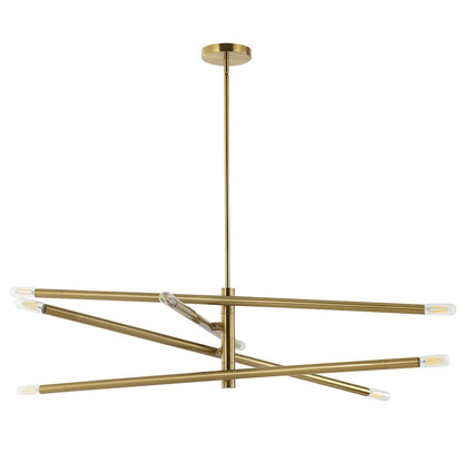 Dainolite Wand 36in 8-Light Linear Pendant | Modern Aged Brass Metal | Kitchen & Dining Room | 36 x 36 x 8 in | Model WAN-408P-AGB