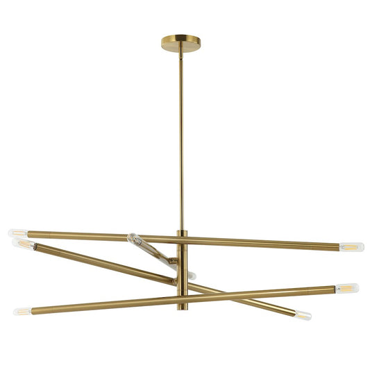 Dainolite Wand 36in 8-Light Linear Pendant | Modern Aged Brass Metal | Kitchen & Dining Room | 36 x 36 x 8 in | Model WAN-408P-AGB