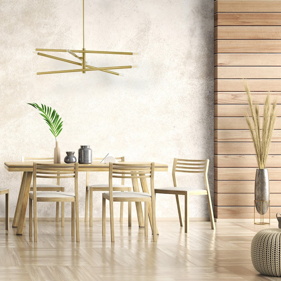 Dainolite Wand 36in 8-Light Linear Pendant | Modern Aged Brass Metal | Kitchen & Dining Room | 36 x 36 x 8 in | Model WAN-408P-AGB