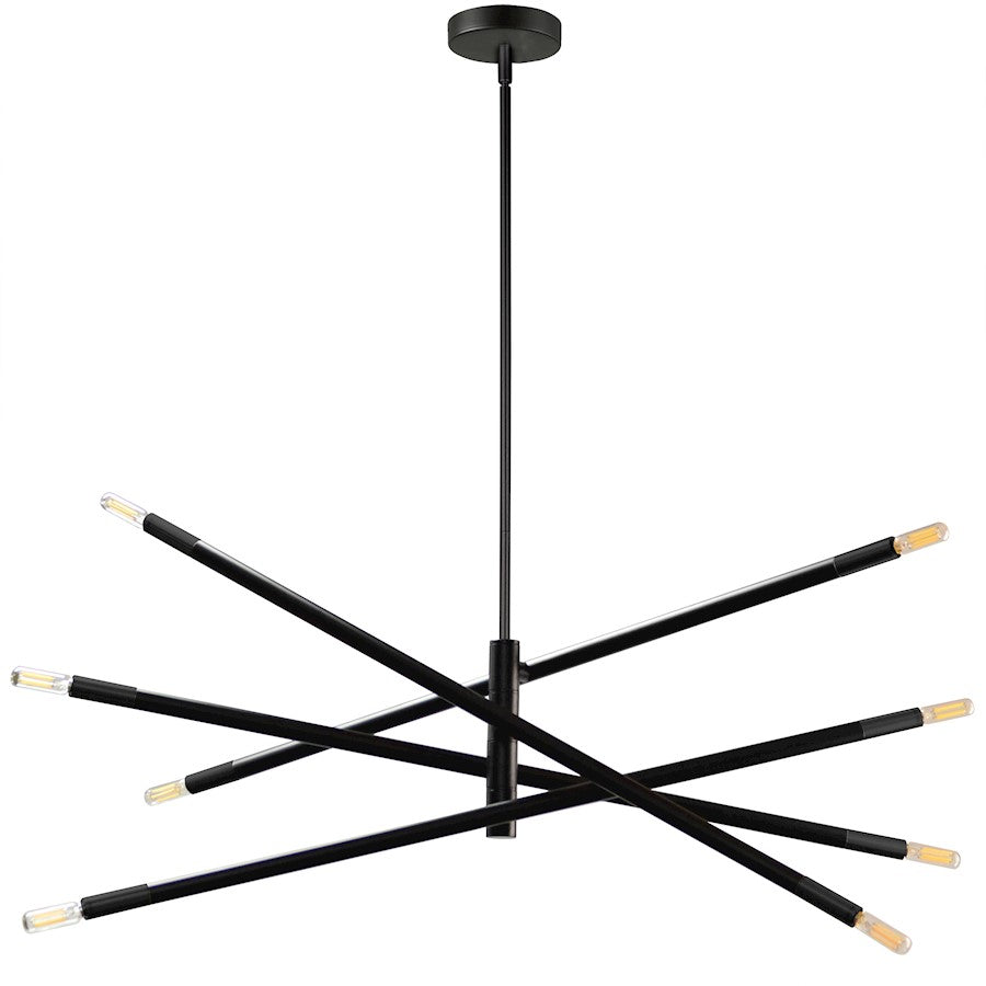 Dainolite Wand 36in 8-Light Pendant | Modern Matte Black Metal | Kitchen Island & Dining Room | 35.5 x 35.5 x 8 in | Model WAN-408P-MB