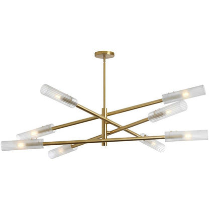 Dainolite Wand 47in 8-Light Pendant | Transitional Aged Brass and Frosted Glass | Kitchen Island & Dining Room | Model WAN-448C-AGB-FR