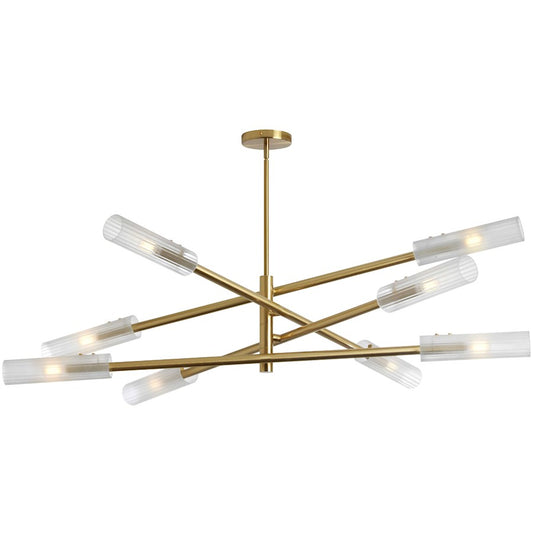 Dainolite Wand 47in 8-Light Pendant | Transitional Aged Brass and Frosted Glass | Kitchen Island & Dining Room | Model WAN-448C-AGB-FR