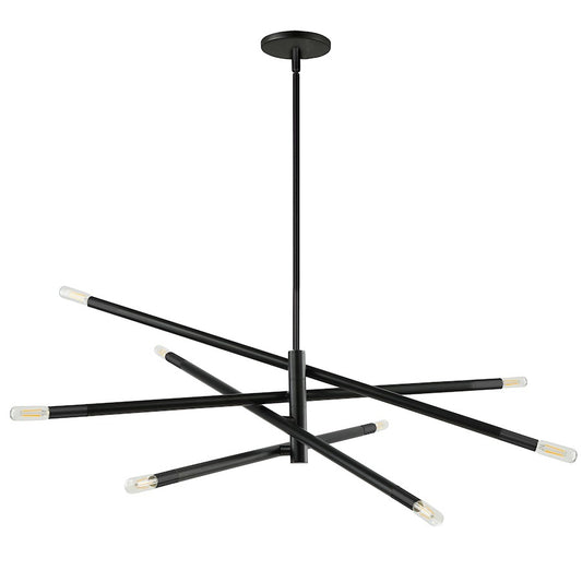 Dainolite Wand 50in 8-Light Pendant | Modern Matte Black Metal | Kitchen Island & Dining Room | 50 x 50 x 8 in | Model WAN-548P-MB
