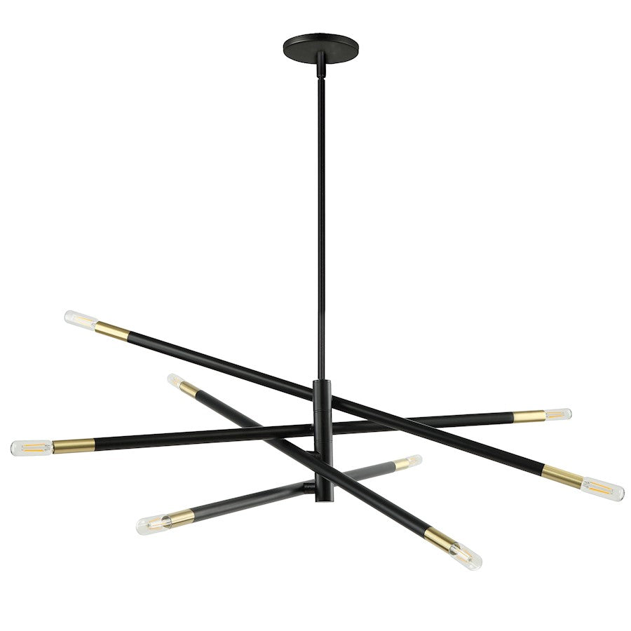 Dainolite Wand 50in 8-Light Pendant | Modern Matte Black and Aged Brass Metal | Kitchen Island & Dining Room | 50 x 50 x 8 in | Model WAN-548P-MB-AGB
