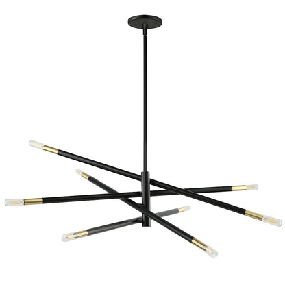Dainolite Wand 50in 8-Light Pendant | Modern Matte Black and Aged Brass Metal | Kitchen Island & Dining Room | 50 x 50 x 8 in | Model WAN-548P-MB-AGB