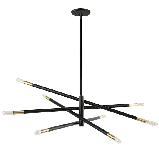 Dainolite Wand 50in 8-Light Pendant | Modern Matte Black and Aged Brass Metal | Kitchen Island & Dining Room | 50 x 50 x 8 in | Model WAN-548P-MB-AGB