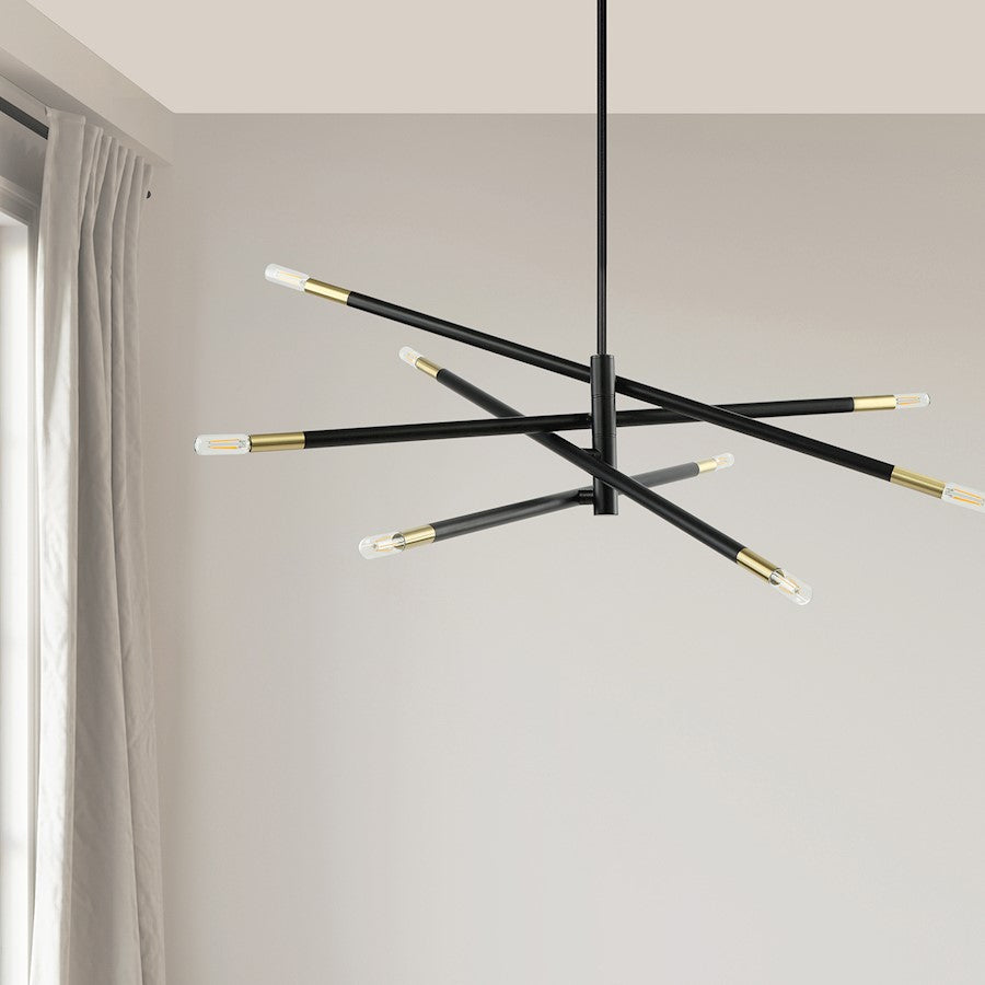 Dainolite Wand 50in 8-Light Pendant | Modern Matte Black and Aged Brass Metal | Kitchen Island & Dining Room | 50 x 50 x 8 in | Model WAN-548P-MB-AGB