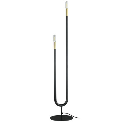 Dainolite Wand 40.5in 2-Light Floor Lamp | Modern Matte Black and Aged Brass Metal | Living Room & Bedroom Reading Light | 1 x 5.5 | Model WAN-602F-MB-AGB