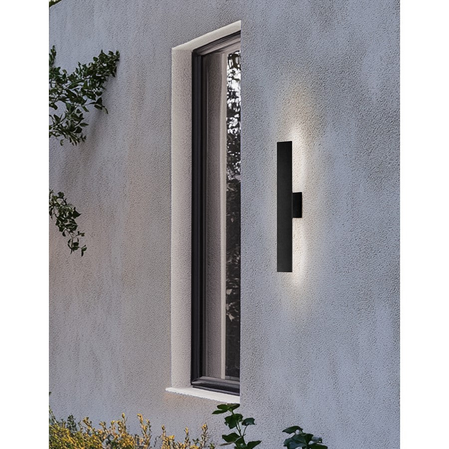 Dainolite Wheatherly 24in 1-Light Outdoor Wall Sconce | Modern Matte Black Metal | Patio & Entryway | 2.5 x 5.25 x 24 in | Model WEA-2423LEDW-MB