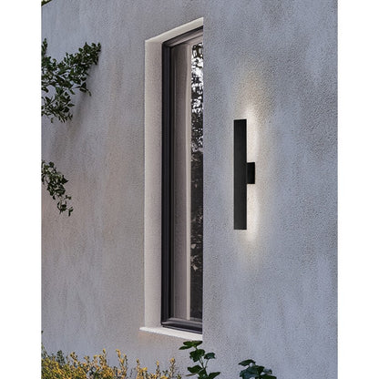 Dainolite Wheatherly 24in 1-Light Outdoor Wall Sconce | Modern Matte Black Metal | Patio & Entryway | 2.5 x 5.25 x 24 in | Model WEA-2423LEDW-MB