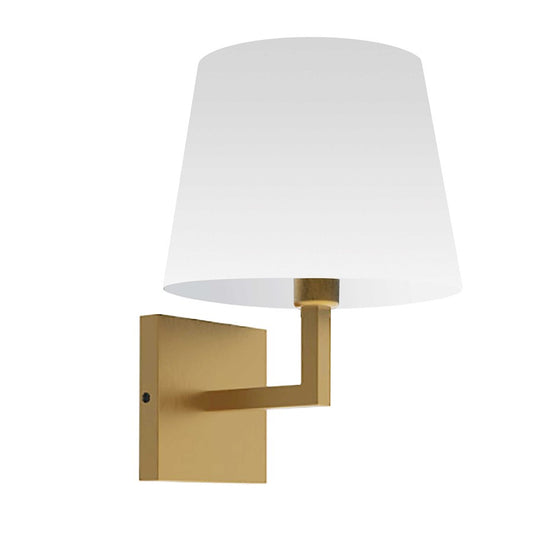 Dainolite Whitney 1-Light Wall Sconce | Modern Aged Brass and White Fabric | Bedroom & Foyer Accent | 8.5 x 8 x 11 in | Model WHN-91W-AGB-WH