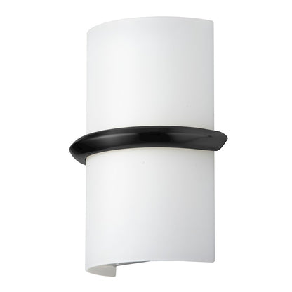 Dainolite Wallace 7in 1-Light LED Sconce | Contemporary Matte Black and Opal White Glass | Bathroom & Hallway | 900 Lumens | Model WLC-914LEDW-MB