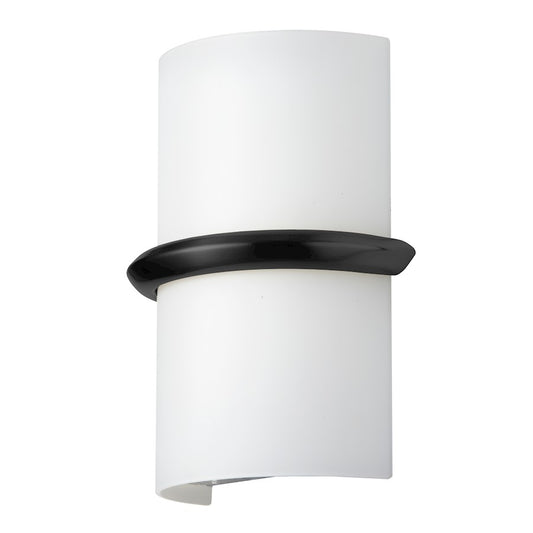 Dainolite Wallace 7in 1-Light LED Sconce | Contemporary Matte Black and Opal White Glass | Bathroom & Hallway | 900 Lumens | Model WLC-914LEDW-MB