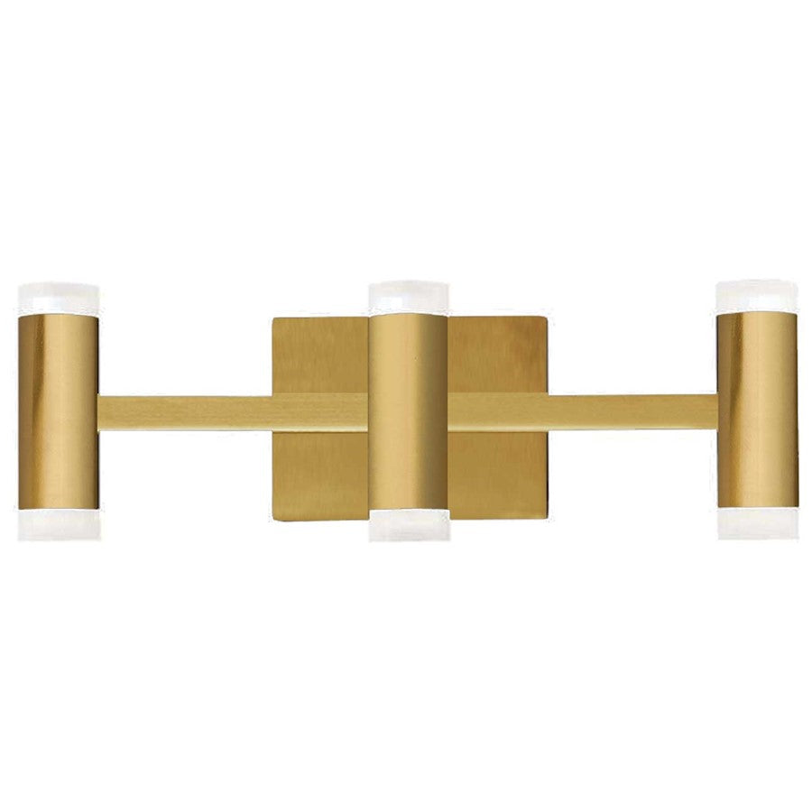 Dainolite Wilson 19.5in 6-Light Vanity Light | Transitional Aged Brass and Frosted Acrylic | Bathroom & Powder Room | Model WLS-1933LEDW-AGB
