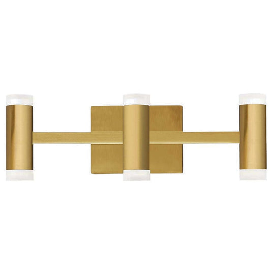 Dainolite Wilson 19.5in 6-Light Vanity Light | Transitional Aged Brass and Frosted Acrylic | Bathroom & Powder Room | Model WLS-1933LEDW-AGB