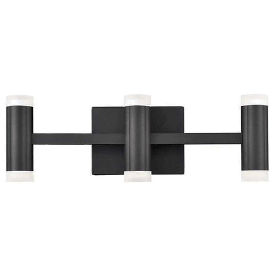 Dainolite Wilson 19.5in 6-Light Vanity | Transitional Matte Black and Frosted Acrylic | Bathroom & Powder Room | Model WLS-1933LEDW-MB