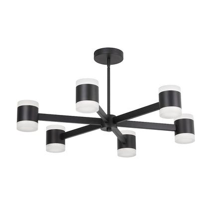 Dainolite Wilson 28in 12-Light Chandelier | Modern Matte Black and Frosted Acrylic | Dining Room & Foyer | 28 x 28 x 4.75 in | Model WLS-2884LEDC-MB