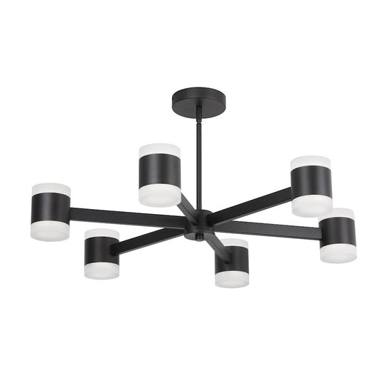 Dainolite Wilson 28in 12-Light Chandelier | Modern Matte Black and Frosted Acrylic | Dining Room & Foyer | 28 x 28 x 4.75 in | Model WLS-2884LEDC-MB