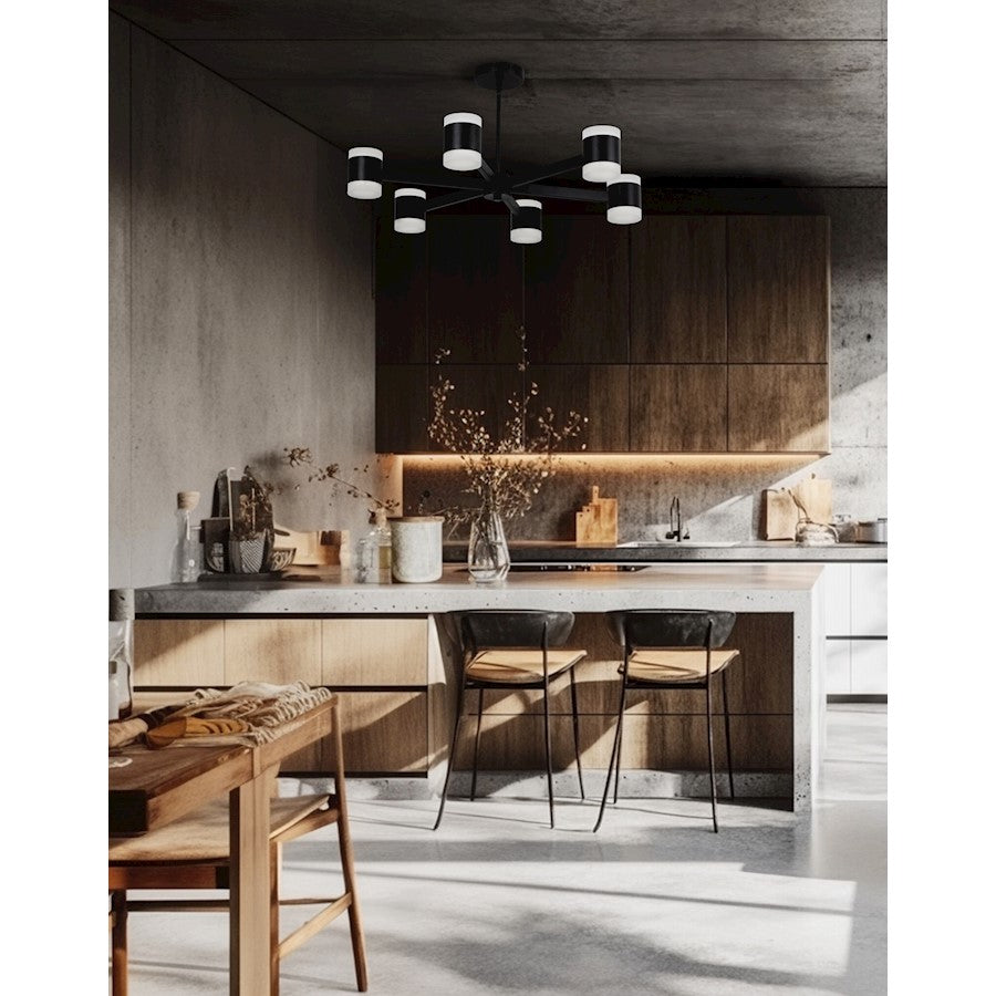 Dainolite Wilson 28in 12-Light Chandelier | Modern Matte Black and Frosted Acrylic | Dining Room & Foyer | 28 x 28 x 4.75 in | Model WLS-2884LEDC-MB