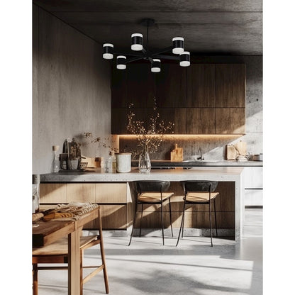 Dainolite Wilson 28in 12-Light Chandelier | Modern Matte Black and Frosted Acrylic | Dining Room & Foyer | 28 x 28 x 4.75 in | Model WLS-2884LEDC-MB