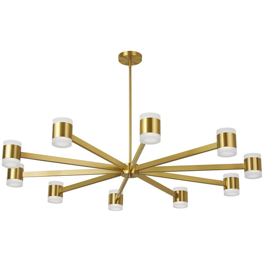 Dainolite Wilson 48in 20-Light Chandelier | Modern Aged Brass and Frosted Acrylic | Dining Room & Foyer | 48 x 48 x 4.75 in | Model WLS-48140LEDC-AGB