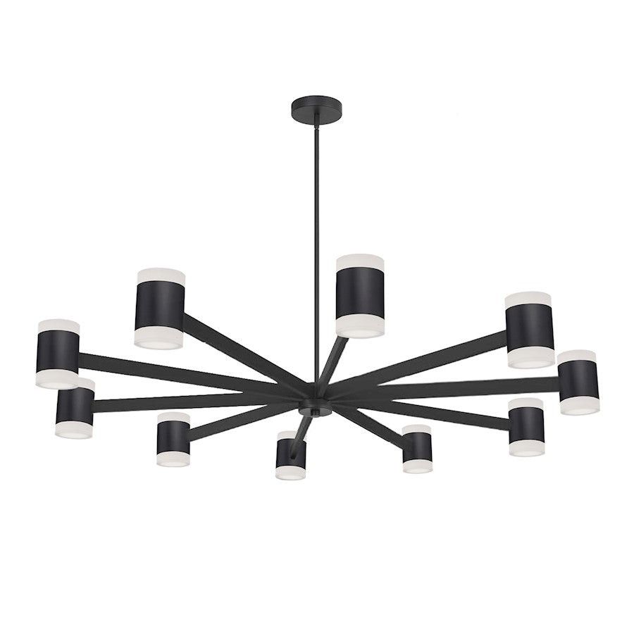 Dainolite Wilson 48in 20-Light Chandelier | Modern Matte Black and Frosted Acrylic | Dining Room & Foyer | 48 x 48 x 4.75 in | Model WLS-48140LEDC-MB