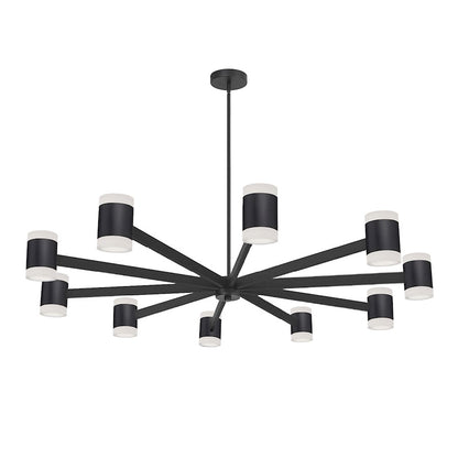 Dainolite Wilson 48in 20-Light Chandelier | Modern Matte Black and Frosted Acrylic | Dining Room & Foyer | 48 x 48 x 4.75 in | Model WLS-48140LEDC-MB