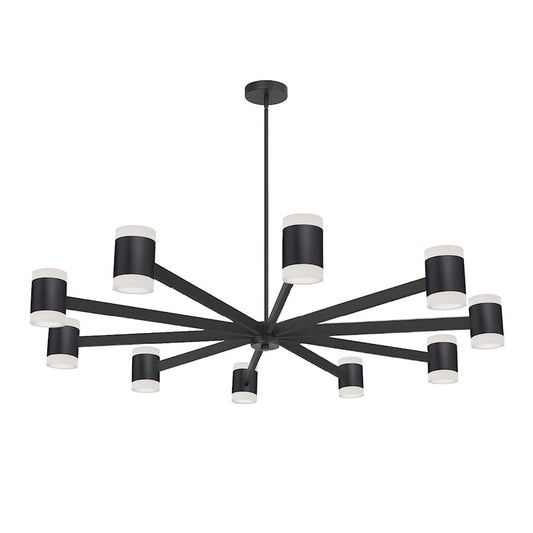 Dainolite Wilson 48in 20-Light Chandelier | Modern Matte Black and Frosted Acrylic | Dining Room & Foyer | 48 x 48 x 4.75 in | Model WLS-48140LEDC-MB