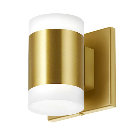 Dainolite Wilson 5in 2-Light Wall Sconce | Modern Aged Brass and White Acrylic | Hallway & Bedroom | 4.75 x 4.75 x 4 in | Model WLS-514LEDW-AGB