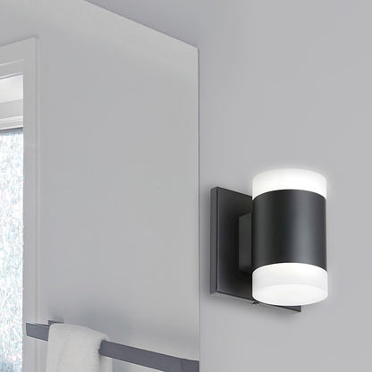 Dainolite Wilson 5in 2-Light Wall Sconce | Modern Matte Black and White Acrylic | Hallway & Bedroom | 4.75 x 4.75 x 4 in | Model WLS-514LEDW-MB