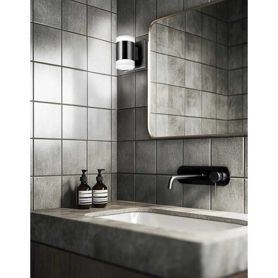 Dainolite Wilson 5in 2-Light Wall Sconce | Modern Matte Black and White Acrylic | Hallway & Bedroom | 4.75 x 4.75 x 4 in | Model WLS-514LEDW-MB