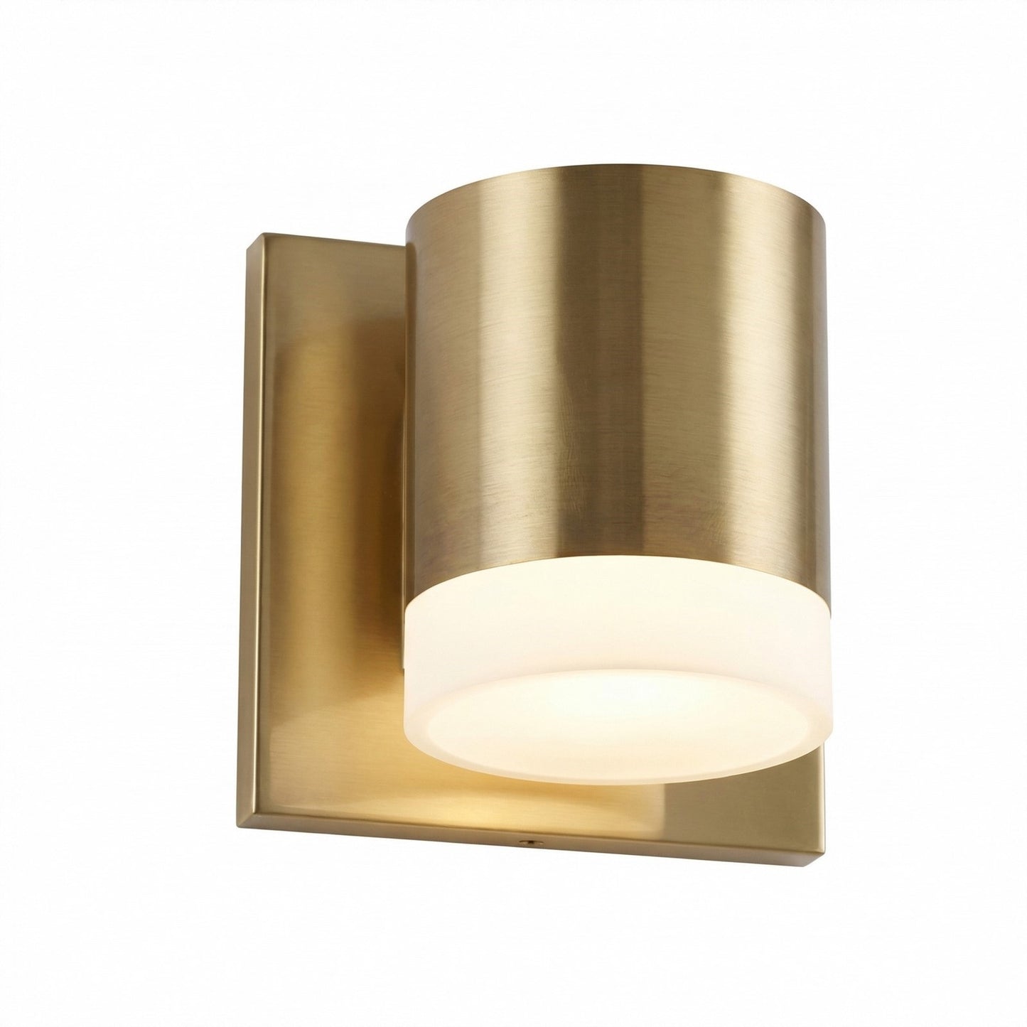 Dainolite Wilson 5in 1-Light Wall Sconce | Modern Aged Brass Metal and White Acrylic Shade | Bathroom & Hallway Accent | 4 x 4.75 x | Model WLS-57LEDW-AGB