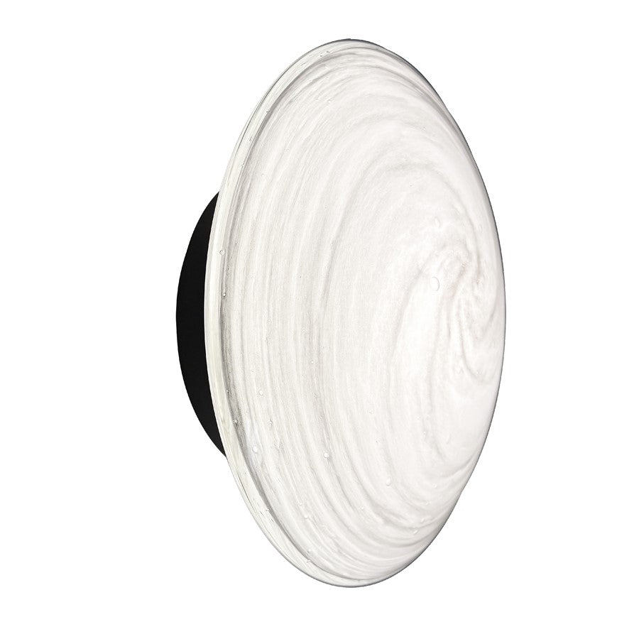 Dainolite Wenona 7in 1-Light Wall Sconce | Contemporary Matte Black and White Swirl Glass | Bedroom & Office | Model WNA-75LEDW-MB-SWL
