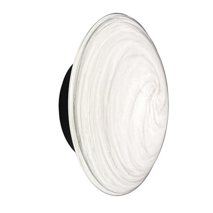 Dainolite Wenona 7in 1-Light Wall Sconce | Contemporary Matte Black and White Swirl Glass | Bedroom & Office | Model WNA-75LEDW-MB-SWL