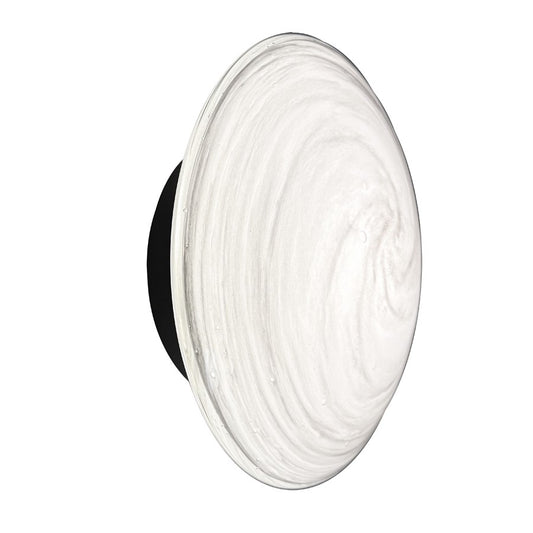 Dainolite Wenona 7in 1-Light Wall Sconce | Contemporary Matte Black and White Swirl Glass | Bedroom & Office | Model WNA-75LEDW-MB-SWL