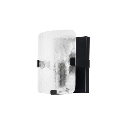 Dainolite Winnie 8in 1-Light Wall Sconce | Contemporary Matte Black and Clear Pattern Glass | Bedroom & Hallway Accent | Model WNE-81W-MB-CLR