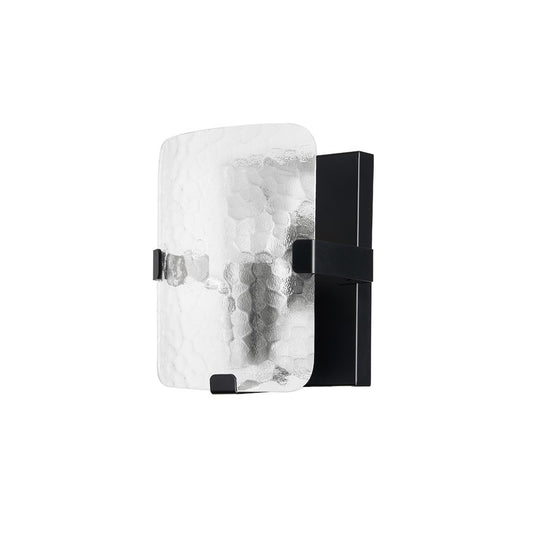 Dainolite Winnie 8in 1-Light Wall Sconce | Contemporary Matte Black and Clear Pattern Glass | Bedroom & Hallway Accent | Model WNE-81W-MB-CLR
