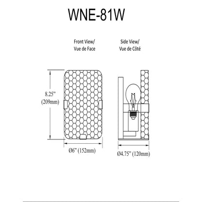 Dainolite Winnie 8in 1-Light Wall Sconce | Contemporary Matte Black and Clear Pattern Glass | Bedroom & Hallway Accent | Model WNE-81W-MB-CLR
