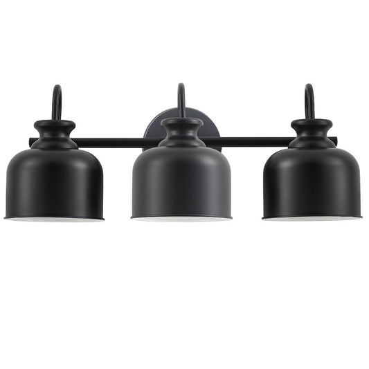 Dainolite Wrigley 21.5in 3-Light Vanity | Transitional Matte Black Metal | Bathroom & Powder Room | 7 x 21.5 x 8.25 in | Model WRG-213W-MB