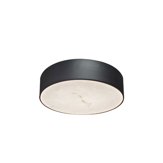Dainolite Walsh 12in 1-Light Flush Mount | Contemporary Matte Black and Alabaster Faux Alabaster | Bedroom & Hallway | Model WSH-1220LEDFH-MB