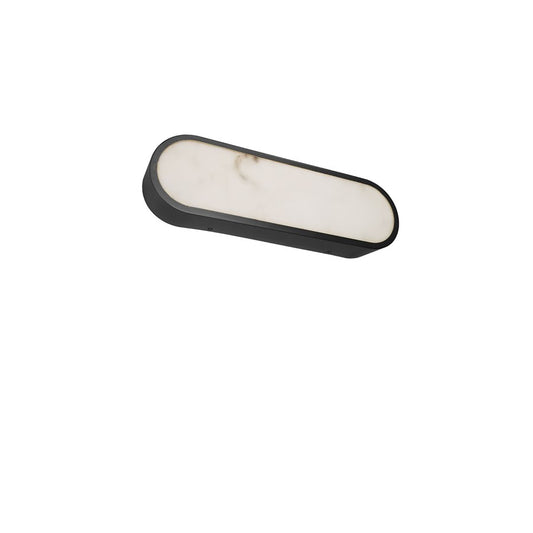 Dainolite Walsh 16in 1-Light Wall Sconce | Contemporary Matte Black and Alabaster Faux Alabaster | Hallway & Living Room | Model WSH-1620LEDW-MB
