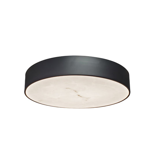 Dainolite Walsh 16in 1-Light LED Flush Mount | Contemporary Matte Black and Alabaster Faux Alabaster | Bedroom & Hallway | Model WSH-1630LEDFH-MB