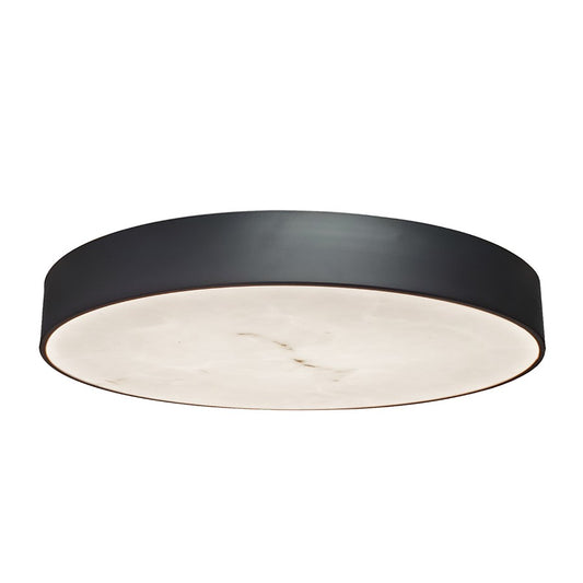 Dainolite Walsh 20in 1-Light LED Flush Mount | Contemporary Matte Black and Alabaster Faux Alabaster | Living Room & Bedroom | Model WSH-2040LEDFH-MB