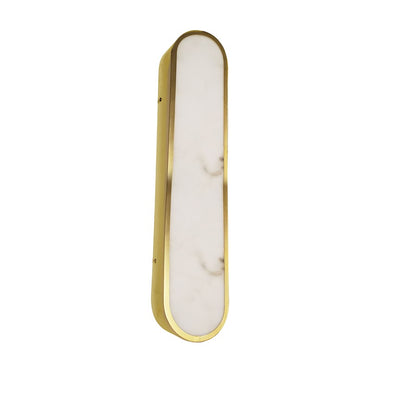 Dainolite Walsh 22in 1-Light LED Wall Sconce | Contemporary Aged Brass and Alabaster Faux Alabaster | Hallway & Living Room | Model WSH-2230LEDW-AGB