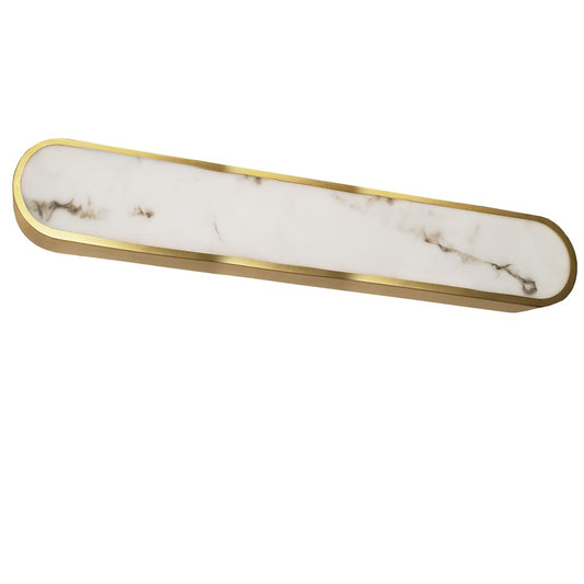 Dainolite Walsh 32in 1-Light Wall Sconce | Contemporary Aged Brass and Alabaster Faux Alabaster | Hallway & Living Room | Model WSH-3240LEDW-AGB