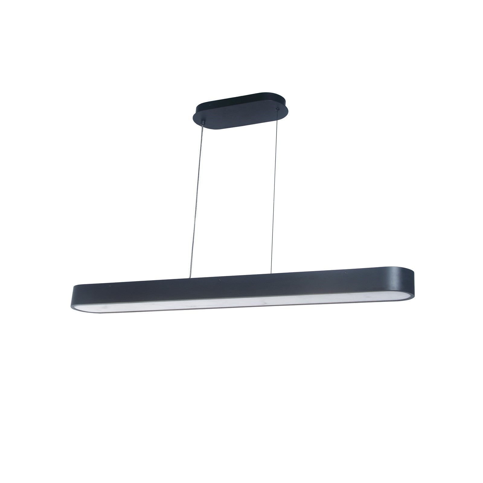 Dainolite Walsh 40in 1-Light LED Linear Pendant | Contemporary Matte Black Metal and Alabaster Acrylic | Kitchen Island & Dining | Model WSH-4050LEDHP-MB