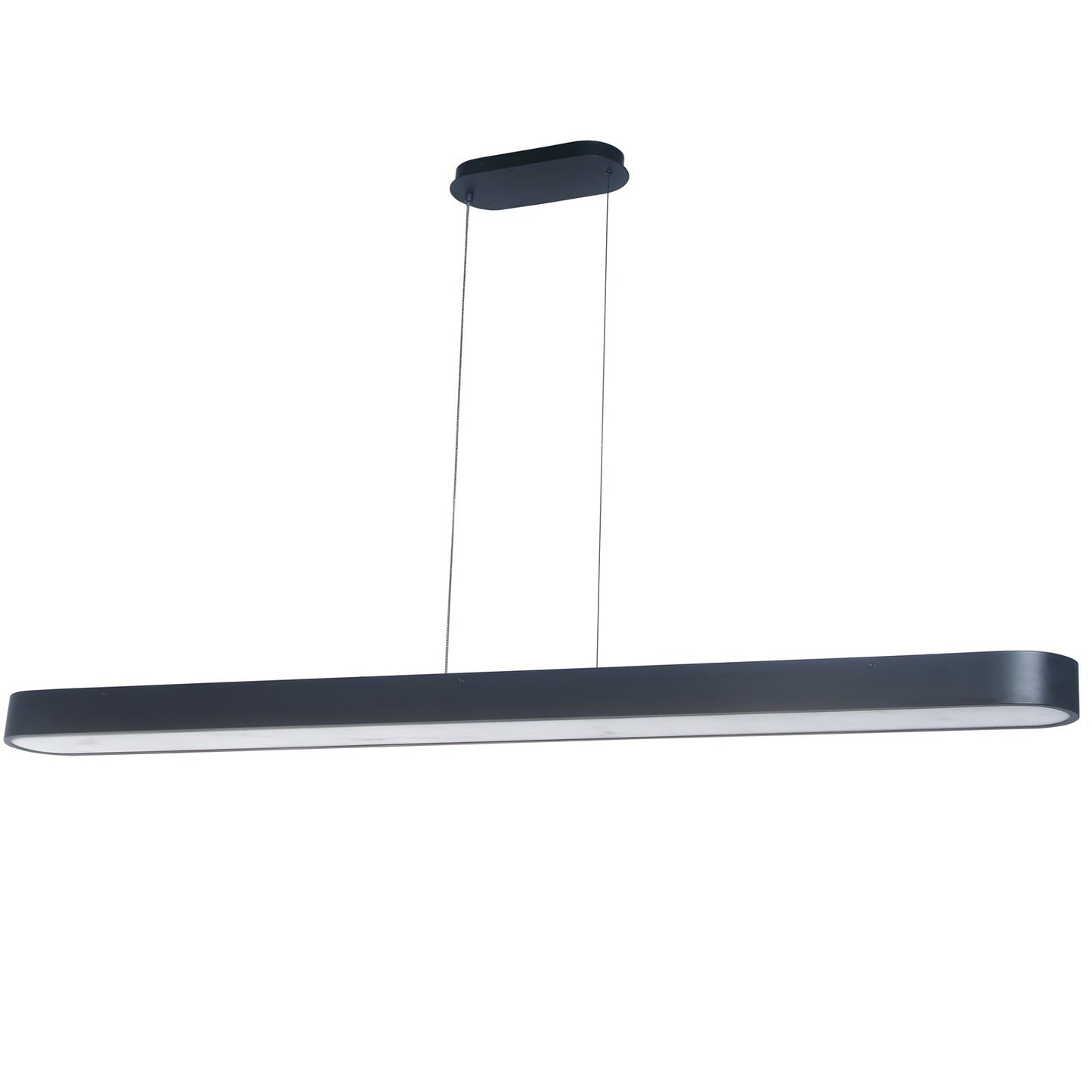 Dainolite Walsh 72in 1-Light LED Linear Pendant | Contemporary Matte Black Metal and Alabaster Acrylic | Kitchen Island & Dining | Model WSH-7260LEDHP-MB