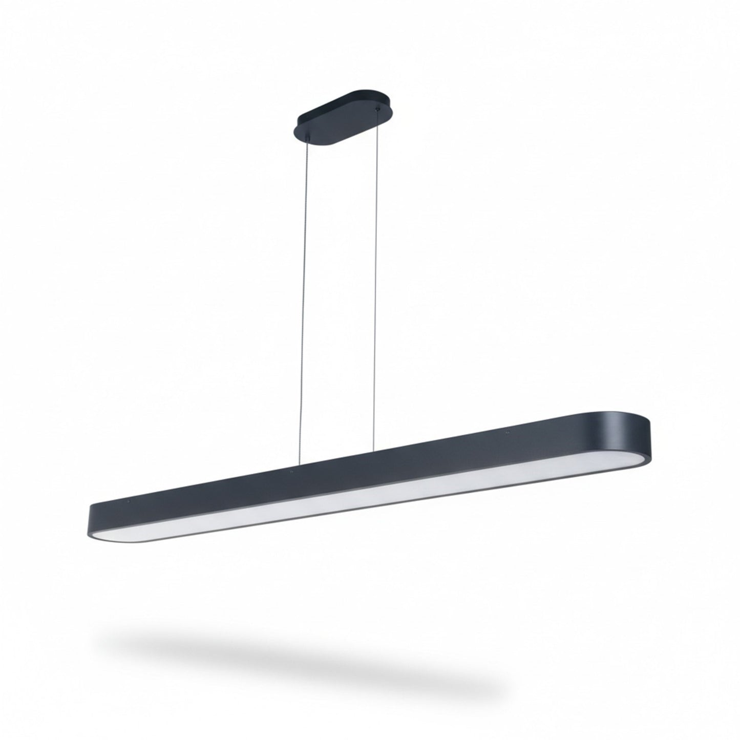 Dainolite Walsh 72in 1-Light LED Linear Pendant | Contemporary Matte Black Metal and Alabaster Acrylic | Kitchen Island & Dining | Model WSH-7260LEDHP-MB