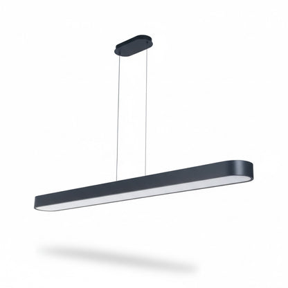 Dainolite Walsh 72in 1-Light LED Linear Pendant | Contemporary Matte Black Metal and Alabaster Acrylic | Kitchen Island & Dining | Model WSH-7260LEDHP-MB