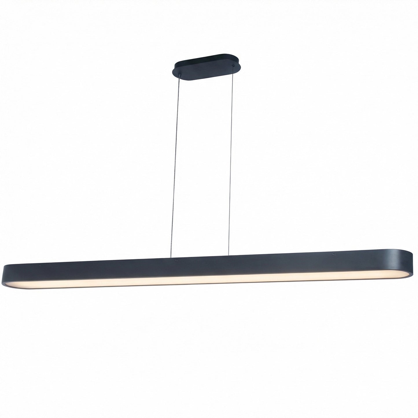 Dainolite Walsh 72in 1-Light LED Linear Pendant | Contemporary Matte Black Metal and Alabaster Acrylic | Kitchen Island & Dining | Model WSH-7260LEDHP-MB